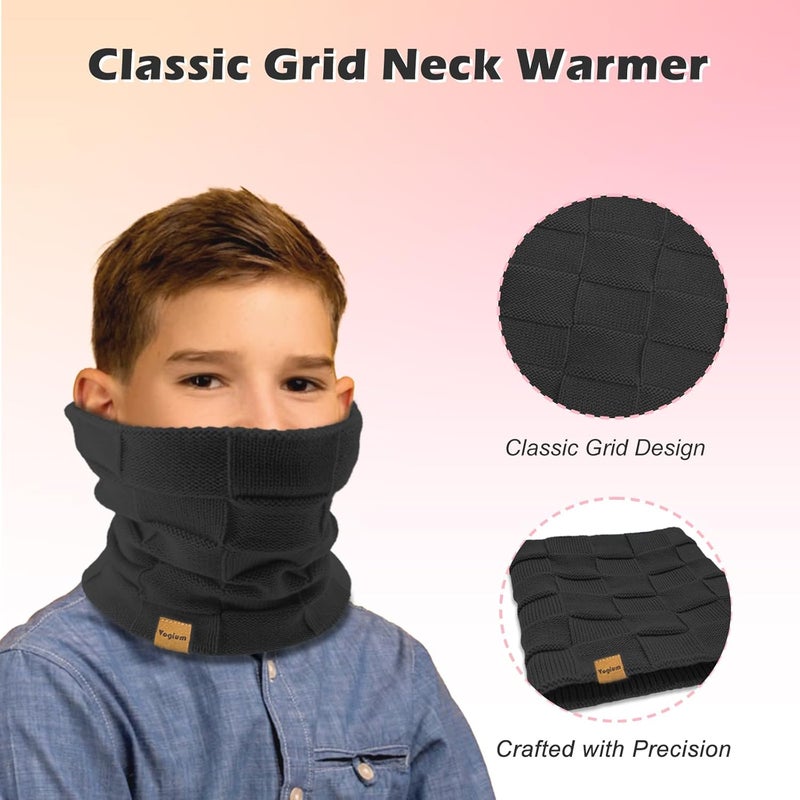 Vogium Kids Double-layer Knit Neck Warmer Gaiter | Thermal Fleece Face Cover for 6-14 Year Olds Boys Girls | Ski, Play - Image 3